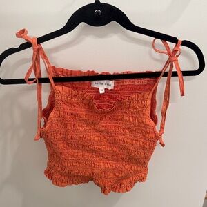 Bella Dahl Tangerine Smocked Tie-Strap Top